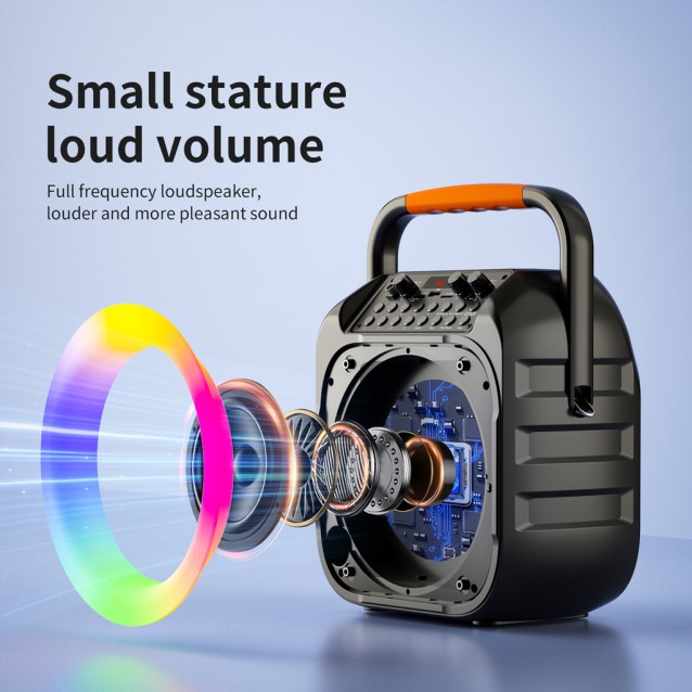 JYX φορητό ηχείο T26-T με 2x μικρόφωνα, 20W, 4000mah, LED, μαύρο