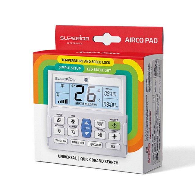 SUPERIOR AIRCO PAD Universal τηλεχειριστήριο κλιματιστικών με επιτοίχια βάση.