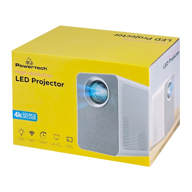 POWERTECH smart βιντεοπροβολέας PT-1306, 1080p, WiFi, 250 ANSI lumens, λευκός