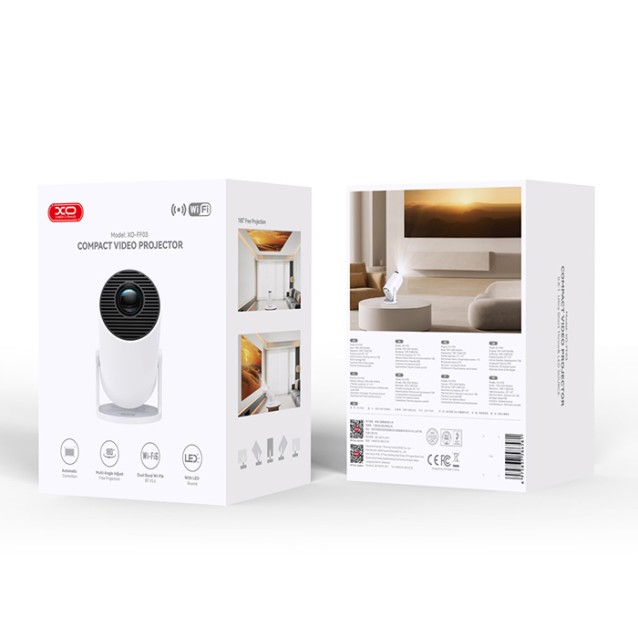 XO FF03 Mini φορητός projector σε λευκό χρώμα