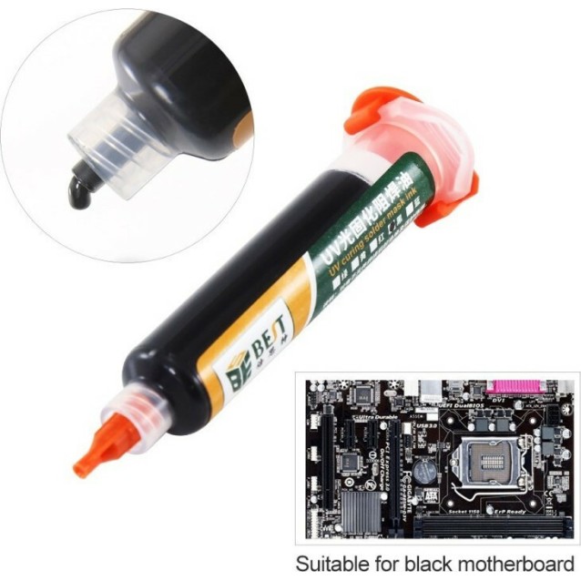 BEST PCB Repairing UV Solder mask ink BST-UVH900, 10cc, μαύρο