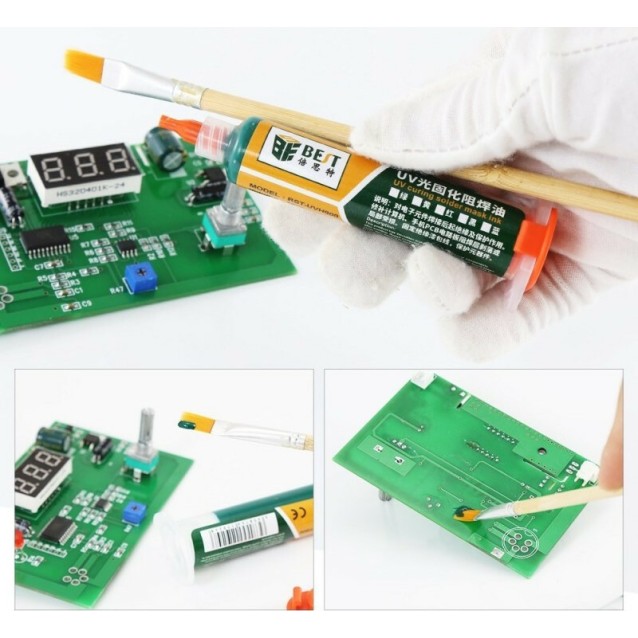 BEST PCB Repairing UV Solder mask ink BST-UVH900, 10cc, πράσινο