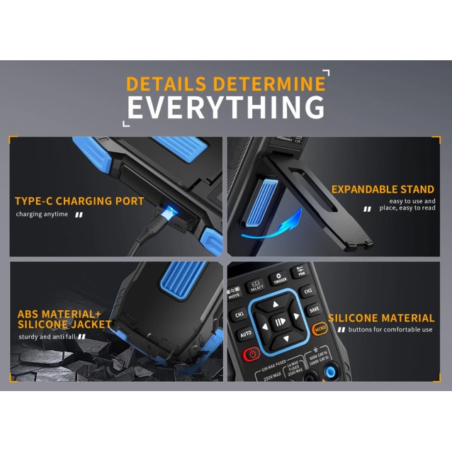 FNIRSI 3 σε 1 παλμογράφος/πολύμετρο/signal generator χειρός 2C53T, επαναφορτιζόμενο