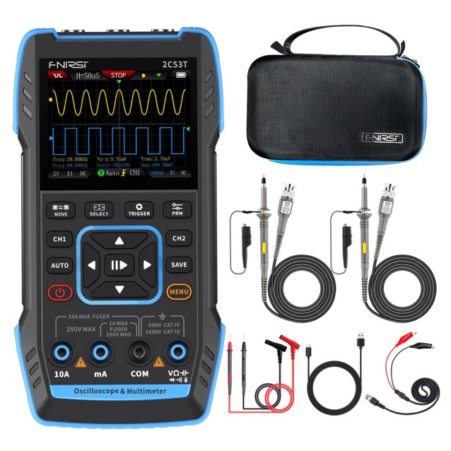 FNIRSI 3 σε 1 παλμογράφος/πολύμετρο/signal generator χειρός 2C53T, επαναφορτιζόμενο
