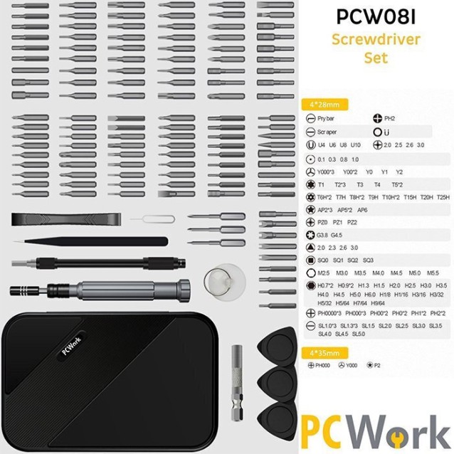 PCWork PCW08I Σετ κατσαβιδιών ακριβείας με 117 ανταλλακτικές μύτες και μαγνητική θήκη μεταφοράς