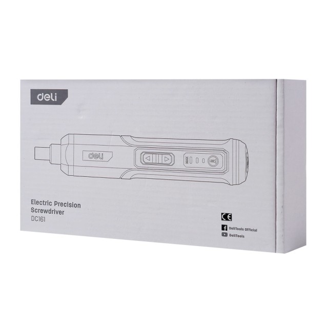 DELI σετ κατσαβίδι μπαταρίας με μύτες DC161, LED φακός, 2000mAh