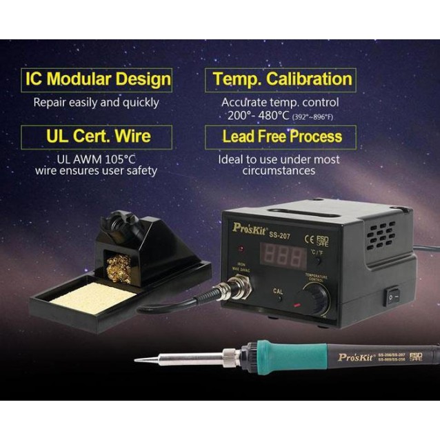PROSKIT σταθμός συγκόλλησης SS-207B με κολλητήρι, 60W, 200~480 °C