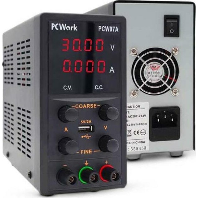 PCWork PCW07A Εργαστηριακό τροφοδοτικό 0-30 V / 0-5 A.