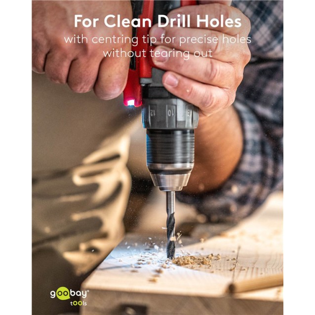 GOOBAY σετ τρυπάνια 77847 για ξύλο, χάλυβας άνθρακα, 3–10mm, κυλινδρικό, 15τμχ