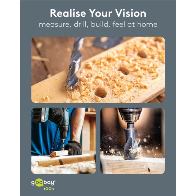 GOOBAY σετ τρυπάνια 77847 για ξύλο, χάλυβας άνθρακα, 3–10mm, κυλινδρικό, 15τμχ