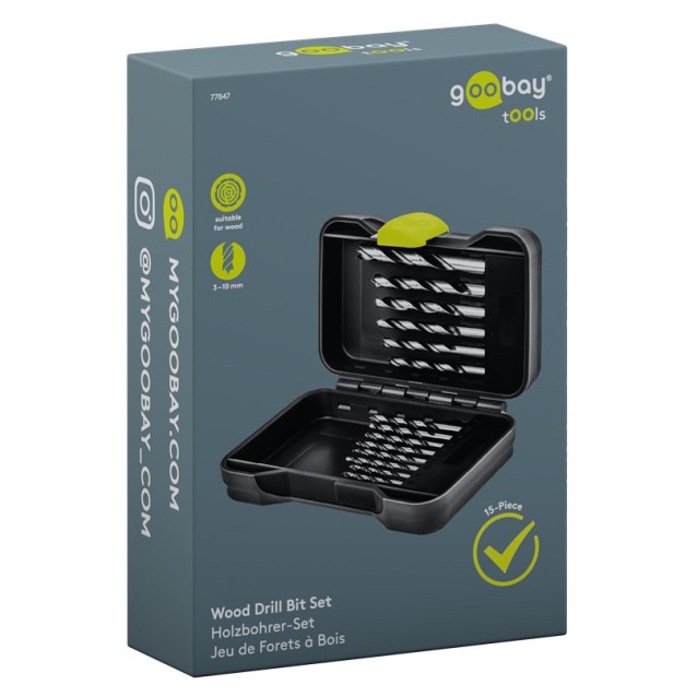 GOOBAY σετ τρυπάνια 77847 για ξύλο, χάλυβας άνθρακα, 3–10mm, κυλινδρικό, 15τμχ