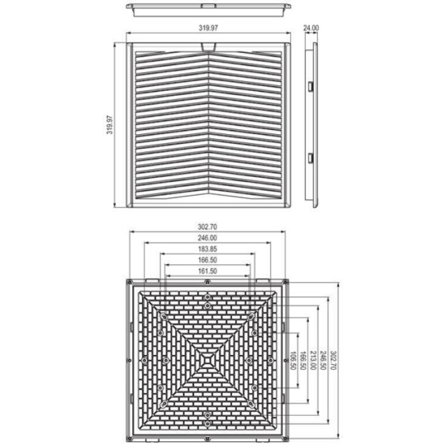 ΑΝΕΜΙΣΤΗΡΑΣ 200X200X60 230VAC ΡΟΥΛΕΜΑΝ ΜΕ ΦΙΛΤΡΟ 320X320X24 ΚΑΙ ΠΕΡΙΒΛΗΜΑ NTL-FF323 NAL