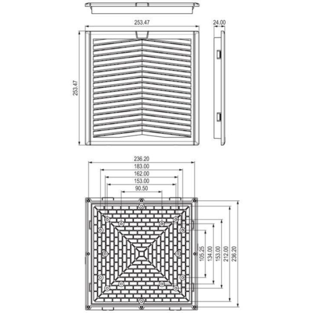ΑΝΕΜΙΣΤΗΡΑΣ 170X152X51 230VAC ΡΟΥΛΕΜΑΝ ΜΕ ΦΙΛΤΡΟ 253X253X24 NTL-FF255 NAL