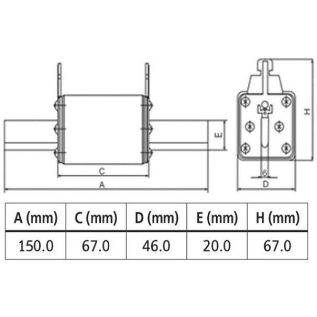ΑΣΦΑΛΕΙΑ ΜΑΧΑΙΡΩΤΗ NH2C COMPACT 250A gL-gG CHF ΤΕΜΑΧΙΟ