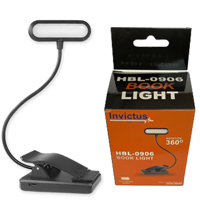 HBL-0906 BOOK LIGHT - ΕΠΑΝΑΦΟΡΤΙΖΟΜΕΝΟΣ ΦΑΚΟΣ LED ΜΕ ΚΛΙΠ ( ΜΑΝΤΑΛΑΚΙ )