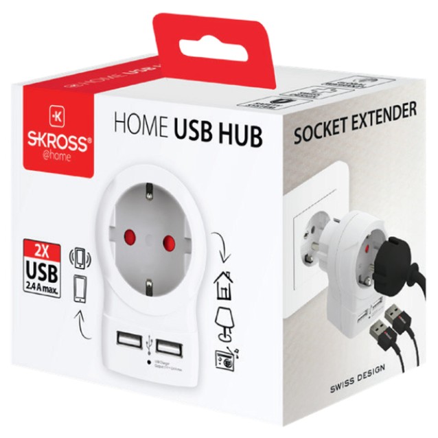 ADAPTOR ΣΟΥΚΟ ΣΕ 1 ΣΟΥΚΟ ΜΕ 2 USB ΦΟΡΤΙΣΗΣ 2400mA 1.500282 SKROSS