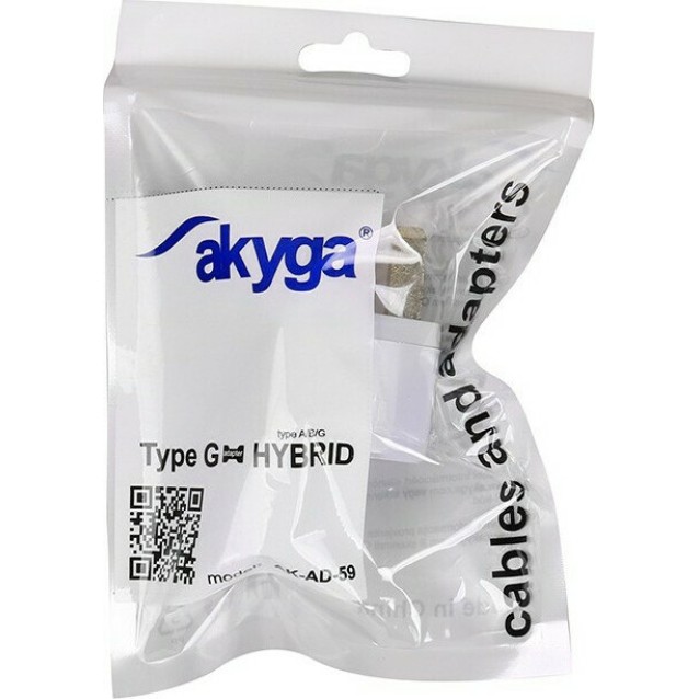 AKYGA AK-AD-59 Universal αντάπτορας τροφοδοσίας Euro 2-pin σε 3 pin (αγγλικό).