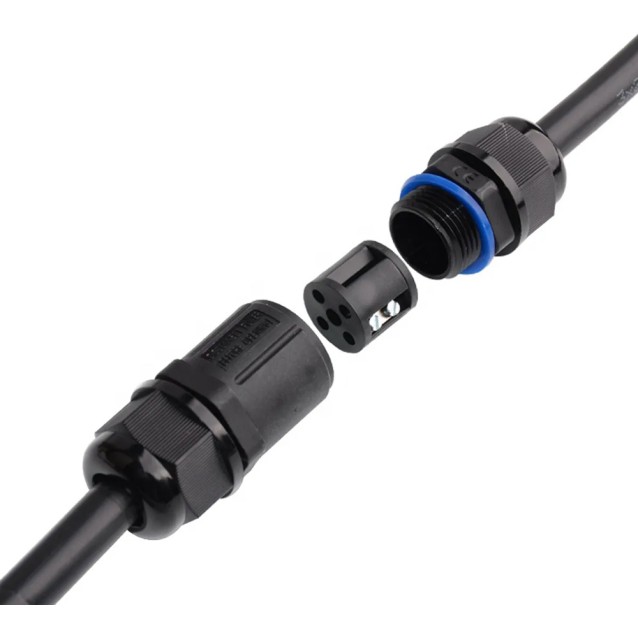 POWERTECH αδιάβροχος σύνδεσμος καλωδίων τροφοδοσίας TOOL-0112, 3pin, IP68, μαύρος