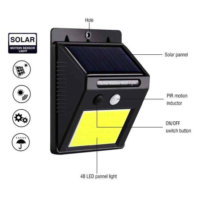 KSL-T8-48 LED COB ΗΛΙΑΚΟ ΦΩΤΙΣΤΙΚΟ ΜΕ 48 LED