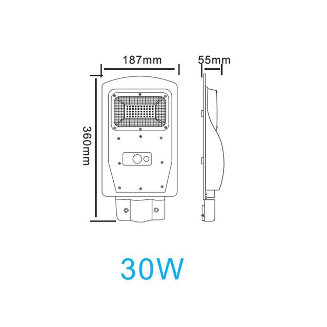 S02B-30W Ηλιακός προβολέας δρόμου LED 30W