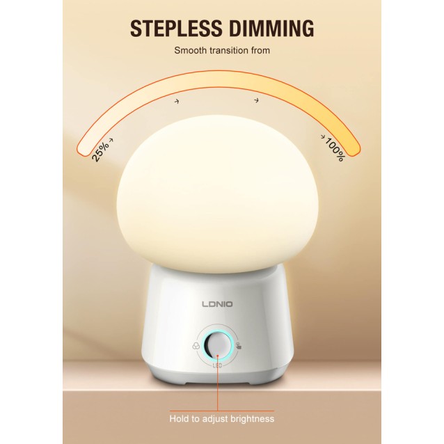 LDNIO LED φωτιστικό νυκτός Y4, RGB, ρυθμιζόμενο, επαναφορτιζόμενο, λευκό