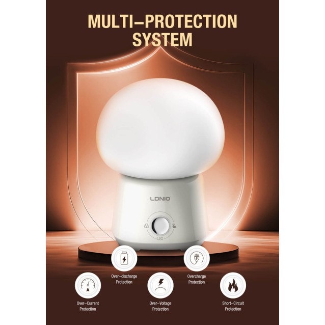 LDNIO LED φωτιστικό νυκτός Y4, RGB, ρυθμιζόμενο, επαναφορτιζόμενο, λευκό