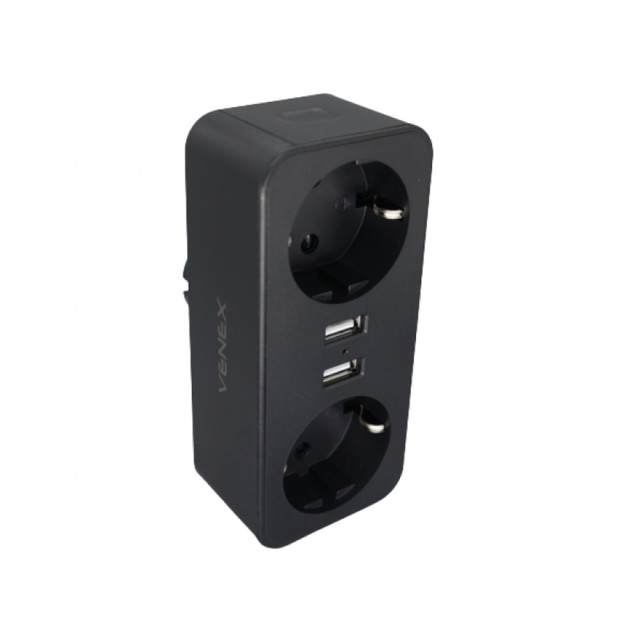 ΤΑΦ ΣΟΥΚΟ VENEX - 2 ΘΕΣΕΙΣ ΣΟΥΚΟ - 2 ΘΥΡΕΣ USB (TB2U2E)