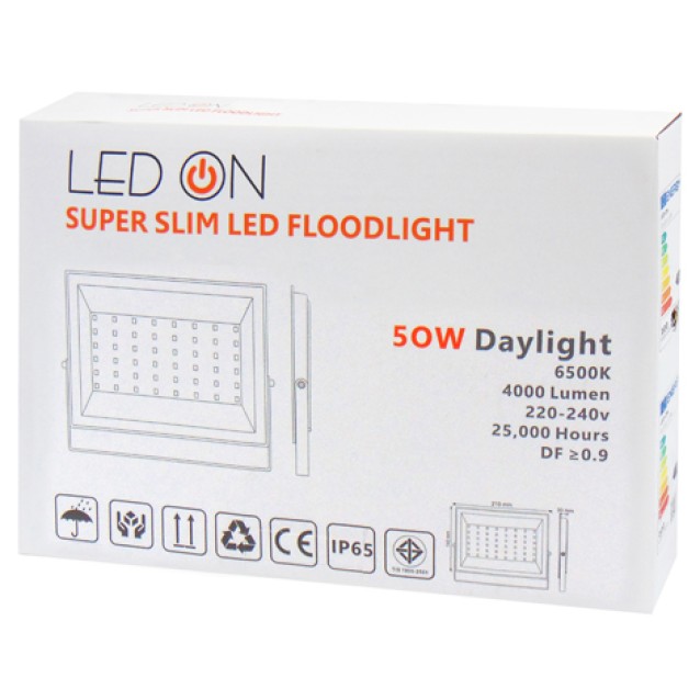 ΠΡΟΒΟΛΕΑΣ LED 50W 220-240VAC 4000LM 4000K NEUTRAL WHITE RLX