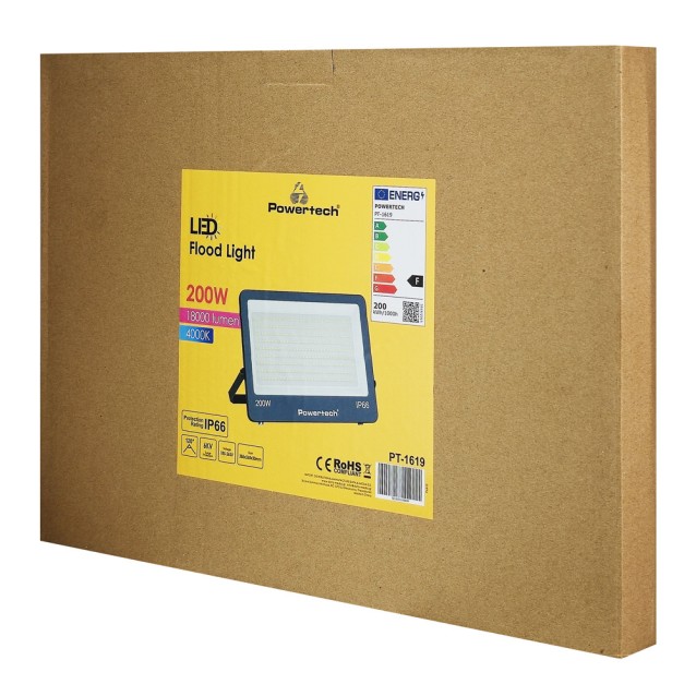POWERTECH LED προβολέας PT-1619, 200W, 4000K, 18000lm, IP66, 6KV