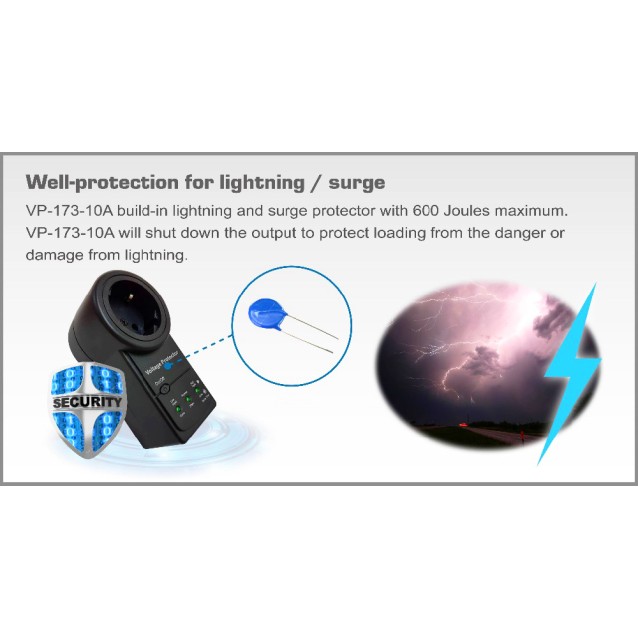 Επιτηρητής τάσης VP-I-173 050J 10Α με χρονοκαθυστέρηση έως 3 λεπτά και προστασία από υπέρταση