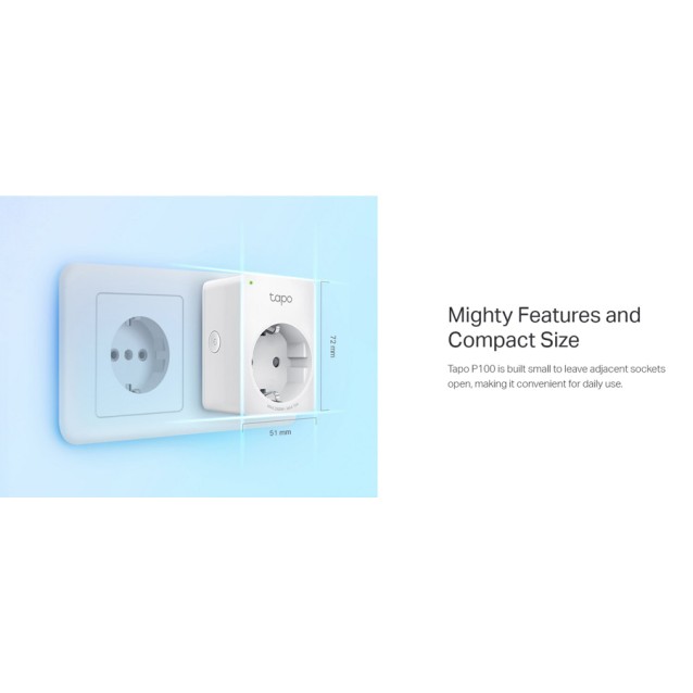 TP-LINK smart αντάπτορας ρεύματος TAPO-P100, Wi-Fi, bluetooth, Ver. 1.0
