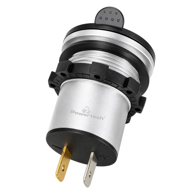 POWERTECH πρίζα USB για σκάφη & οχήματα PTL-031, USB-C & 2x USB, 36W, με οθόνη, IP65