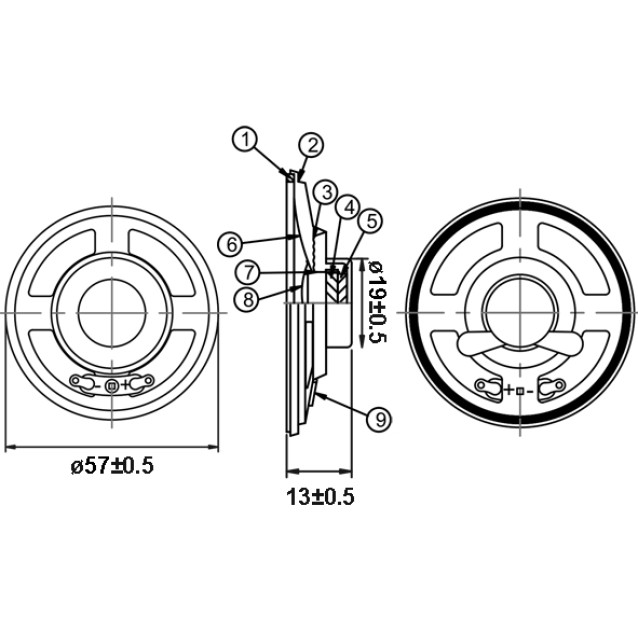 ΜΕΓΑΦΩΝΟ Φ57mm 8Ω 3W EKS5713 EKS