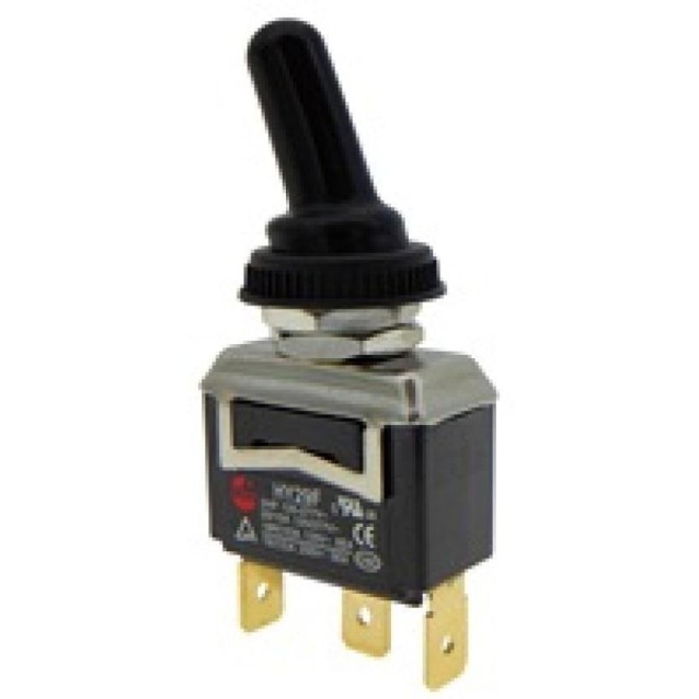 ΔΙΑΚΟΠΤΗΣ TOGGLE ON-OFF-ON ΜΟΝΟΠΟΛΙΚΟΣ 3P 18A/250V FAST-ON ΜΕ ΚΑΠΑΚΙ ΑΔΙΑΒΡΟΧΟΠΟΙΗΣΗΣ HY29F KED ΤΕΜΑΧΙΟ