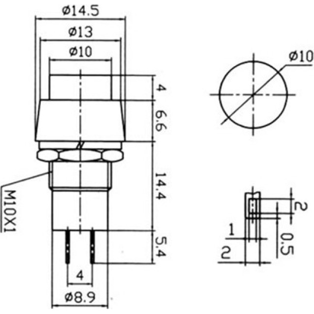 ΜΠΟΥΤΟΝ PUSH ON ΣΤΡ/ΛΟ Φ10 ΚΟΚΚΙΝΟ PBS-20B LZ