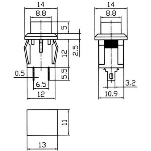 ΜΠΟΥΤΟΝ PUSH ON ΠΑΡΑΛΛΗΛΟΓΡΑΜΜΟ 11X13 2P FASTON ΚΟΚΚΙΝΟ PBS-15B LZ