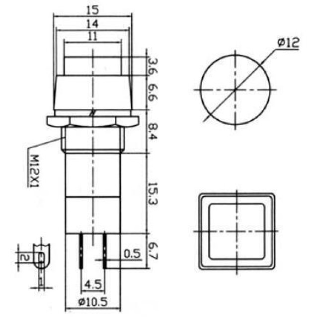 ΔΙΑΚΟΠΤΗΣ ΣΤΡΟΓΓΥΛΟΣ ON-OFF Φ12 ME ΤΕΤΡΑΓΩΝΟ ΠΛΗΚΤΡΟ ΚΟΚΚΙΝΟΣ PB303A ULTIMAX