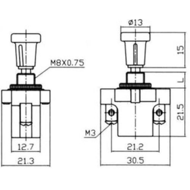 ΔΙΑΚΟΠΤΗΣ ΤΡΑΒΗΧΤΟΣ OFF ON 2P 10A 12V (6A 30V) ASW-05 LZ