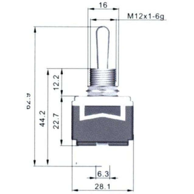 ΔΙΑΚΟΠΤΗΣ TOGGLE (ON)-OFF ΜΟΝΟΠΟΛΙΚΟΣ 2P 16A/250V HY29I KED