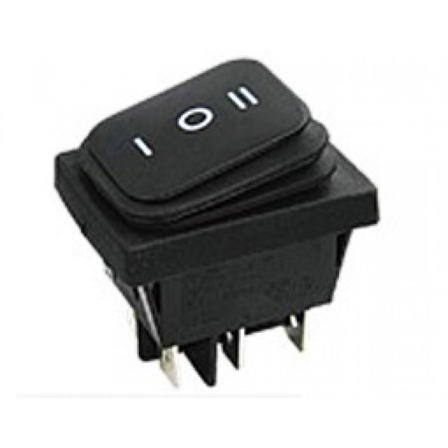 ΔΙΑΚΟΠΤΗΣ ROCKER ΜΕΓΑΛΟΣ 6P ON-OFF-ON 16A/250V IP40 MAYΡΟ RL2(P) YNX/DIE