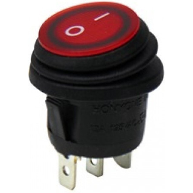 ΔΙΑΚΟΠΤΗΣ ROCKER Φ23 3P ΜΕ ΛΥΧΝΙΑ ON-OFF 10A/250V IP65 ΚΟΚΚΙΝΟΣ WR5110 HNO