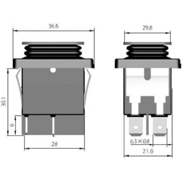 ΔΙΑΚΟΠΤΗΣ ROCKER ΜΕΓΑΛΟΣ 4P ΜΕ ΛΥΧΝΙΑ ON-OFF 10Α/250V IP65 ΠΟΡΤΟΚΑΛΙ HY12-15 KED
