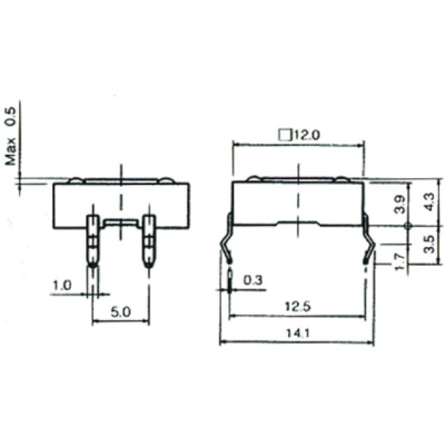 TACT SWITCH 12X12 4.30mm 180gF TVGP01 (1103ABF) JNF
