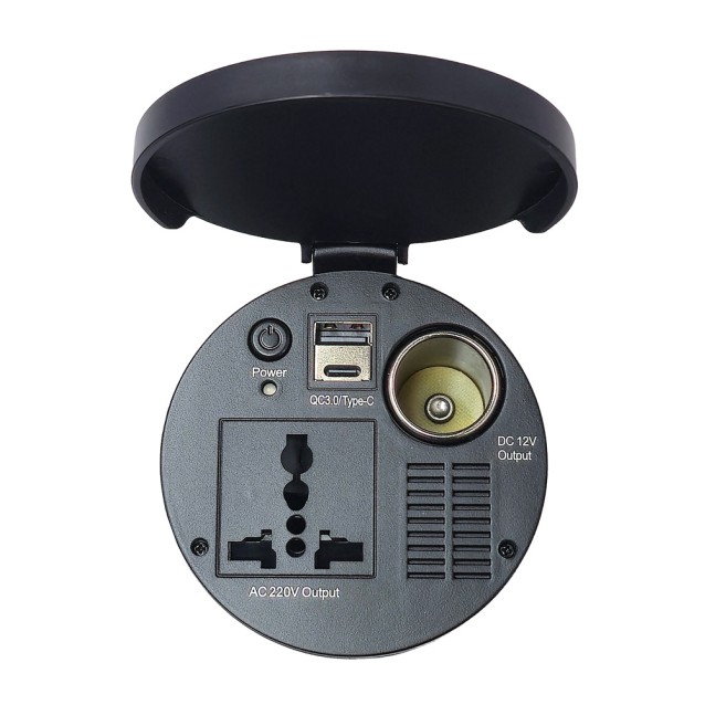 POWERTECH inverter αυτοκινήτου PTL-022, 150W, 12V DC σε 220V AC, με USB/USB-C