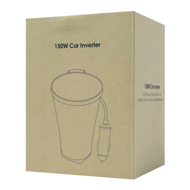 POWERTECH inverter αυτοκινήτου PTL-022, 150W, 12V DC σε 220V AC, με USB/USB-C
