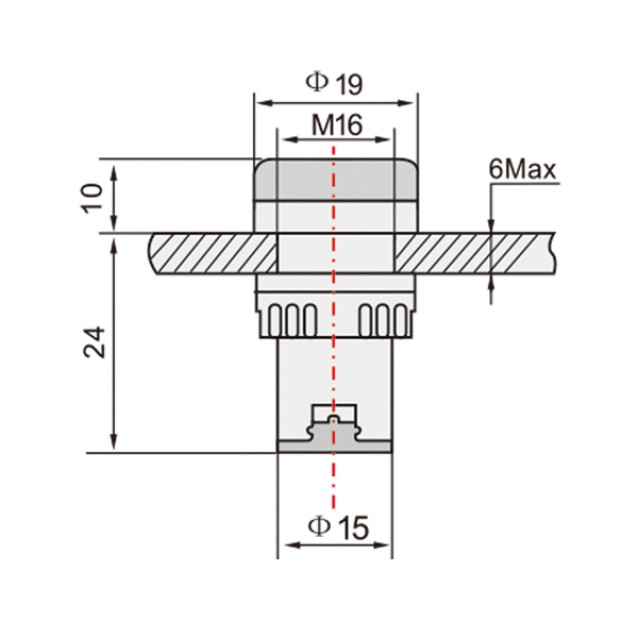 ΛΥΧΝΙΑ ΕΝΔΕΙΚΤΙΚΗ LED Φ16 230VAC ΚΟΚΚΙΝΗ ΜΕ ΒΙΔΕΣ AD127-16DS..