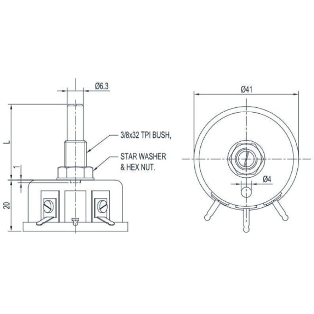 ΠΟΤΕΝΣΙΟΜΕΤΡΟ ΙΣΧΥΟΣ ΜΟΝΟΣΤΡΟΦΟ 50R/3W RW3 19mm PVT ΤΕΜΑΧΙΟ