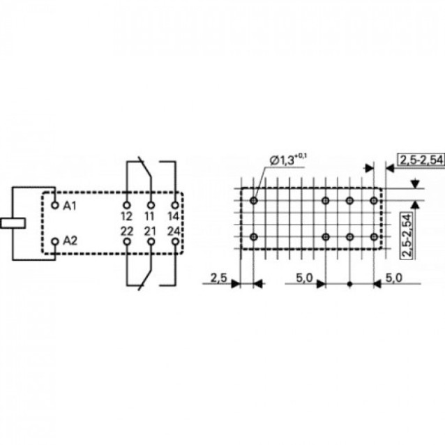 RELAY MINI 2P 24V DC 8A RT424024 TYC