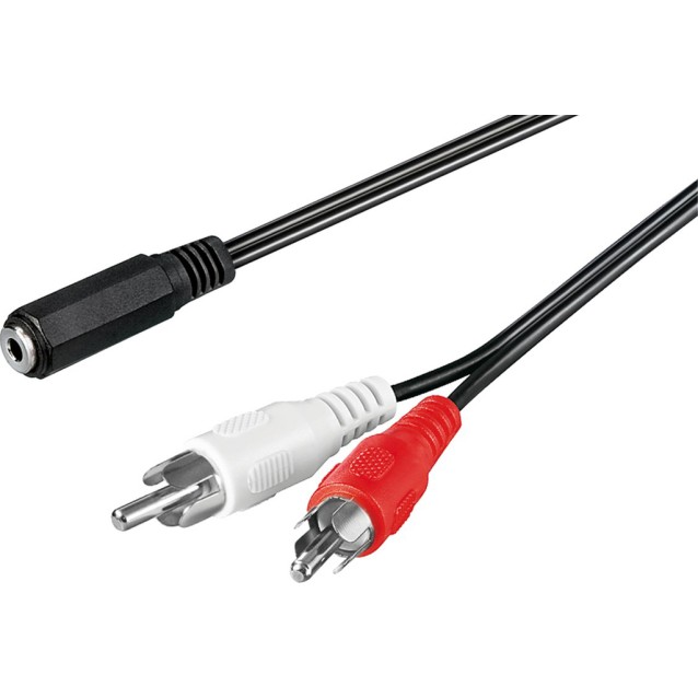 GOOBAY αντάπτορας 3.5mm θηλυκό σε 2x RCA αρσενικό 50442, 1.4m, μαύρο