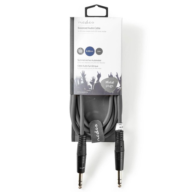 NEDIS COTH23020GY30 Καλώδιο ήχου stereo 6.35mm αρσ. - 6.35mm αρσ., 3.00m.